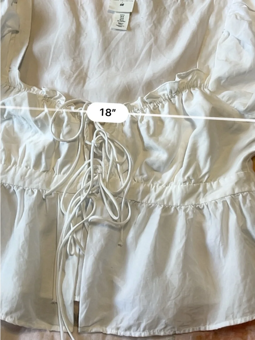 H&M x Brock Collection White Linen Blend Lace-Up Peasant Blouse M - Picture 9 of 9